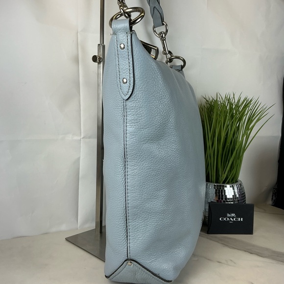 Coach Abby Hobo Baby Blue Duffle Shoulder Leather Bag Rehab - Picture 6 of 16